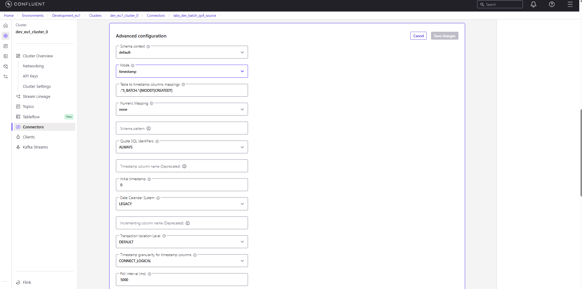 Oracle Database Source Connector Configuration UI